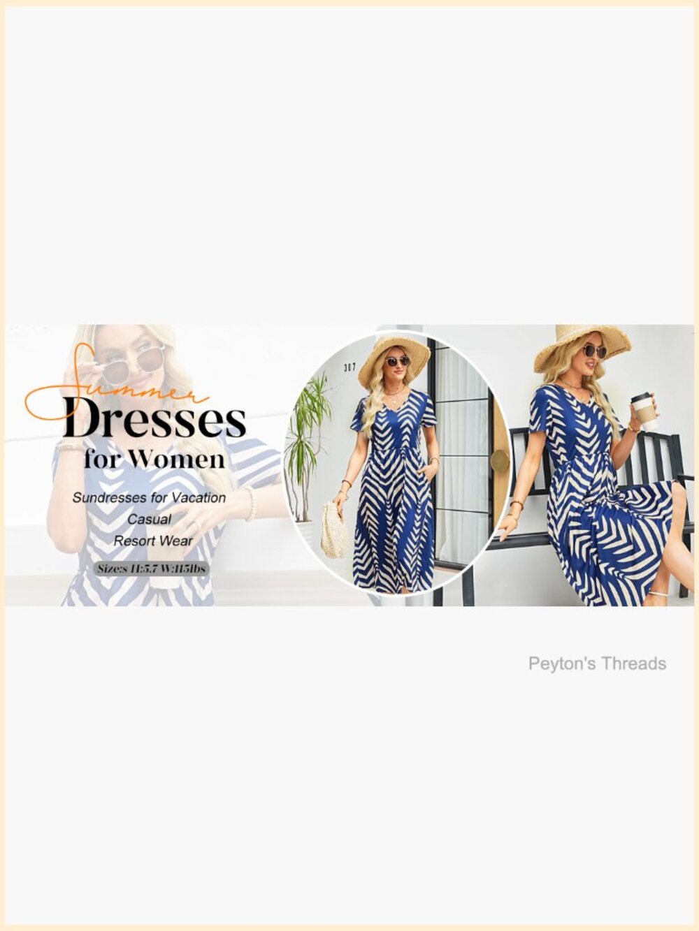 Flowy A-Line Midi Dress with Pockets Summer Casual Beach Vacation S-2XL - Picture 7 of 7